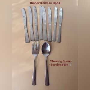 Oneida Flatware Seving Spoon and Fork with Dinner Knife 8pcs